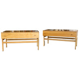 Pair of Blond Lacquered Wood Nightstands
