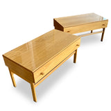 Pair of Blond Lacquered Wood Nightstands