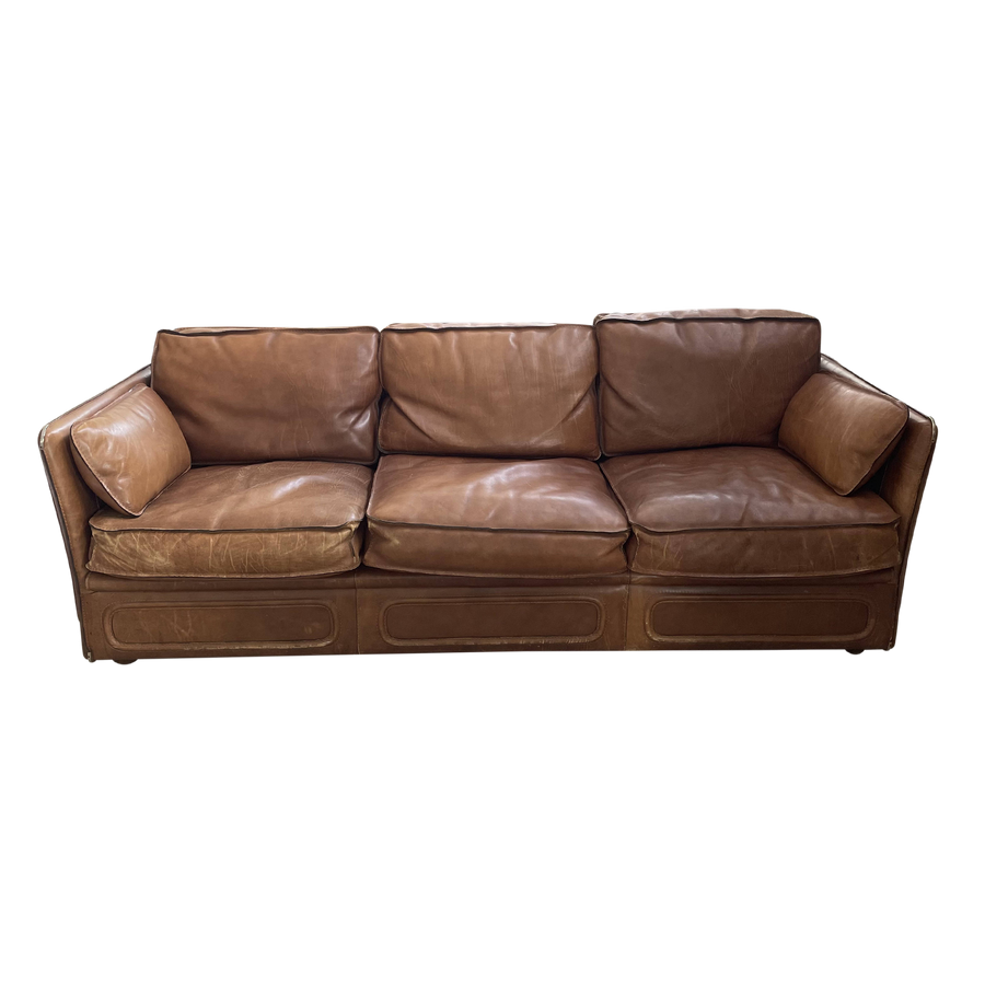 Leather Sofa with Brass Details by Roche Bobois