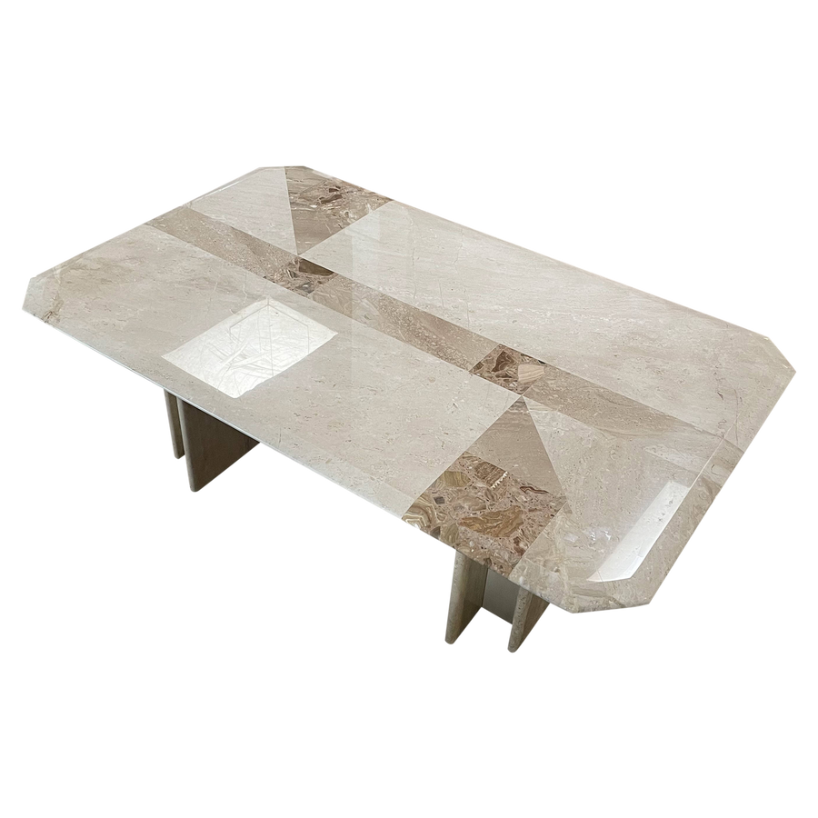 Travertine and Marble Coffee Table