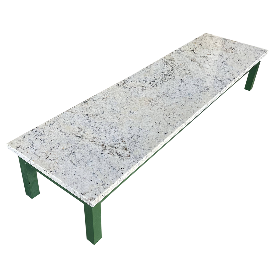 Green Wood and Marble Coffee Table