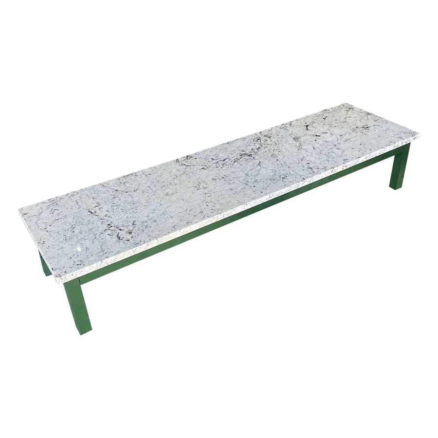 Green Wood and Marble Coffee Table