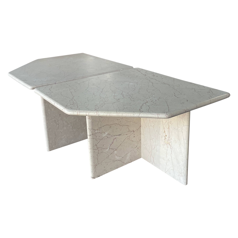 Pair of Light Marble Side Tables Pop Up Home
