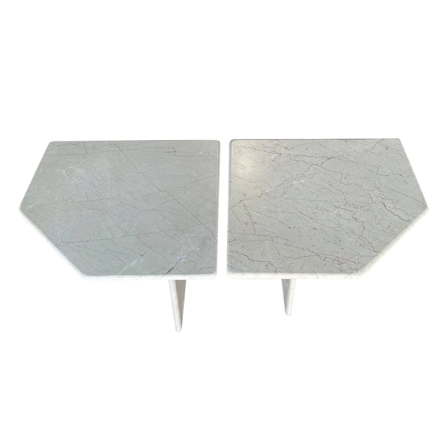 Pair of Light Marble Side Tables