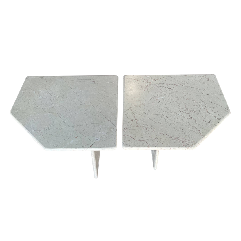 Pair of Light Marble Side Tables Pop Up Home