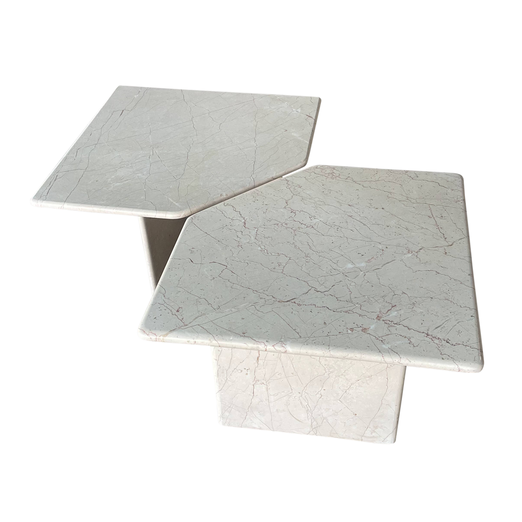 Pair of Light Marble Side Tables Pop Up Home