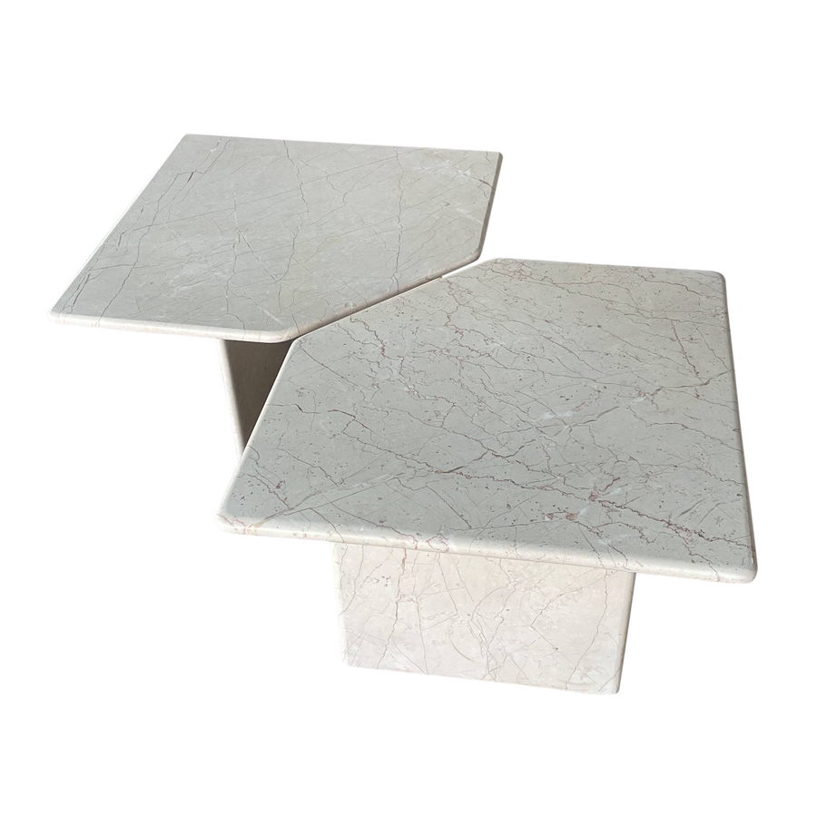 Pair of Light Marble Side Tables