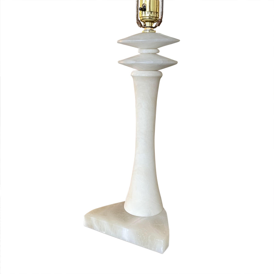 Pair of White Marble Table Lamps