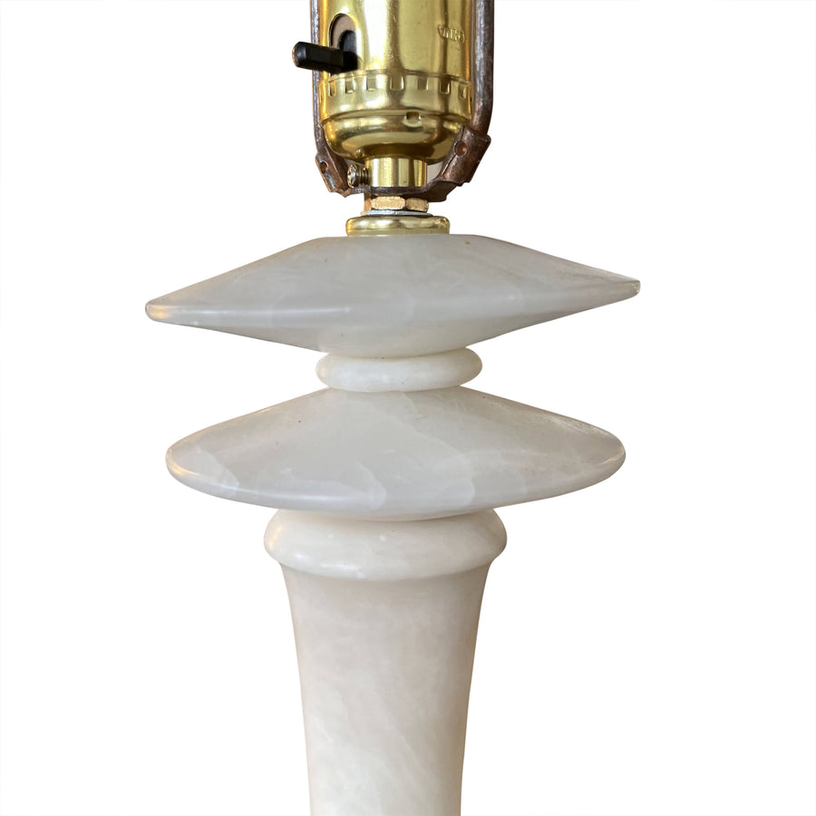 Pair of White Marble Table Lamps