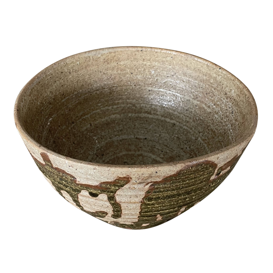 Vintage Earth Tone Pottery Bowl