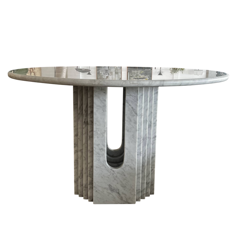 Carrera Marble Sculptural Base Dining Table