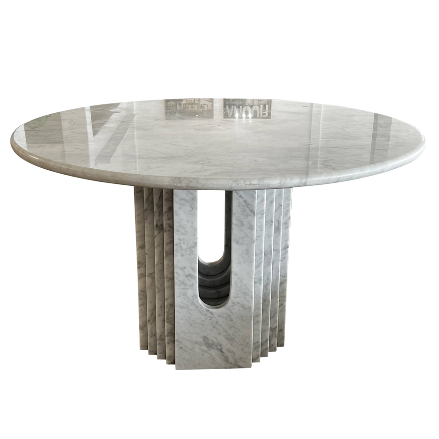 Carrera Marble Sculptural Base Dining Table