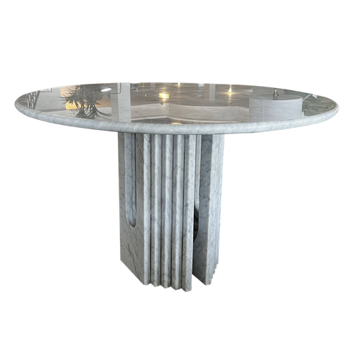 Carrera Marble Sculptural Base Dining Table