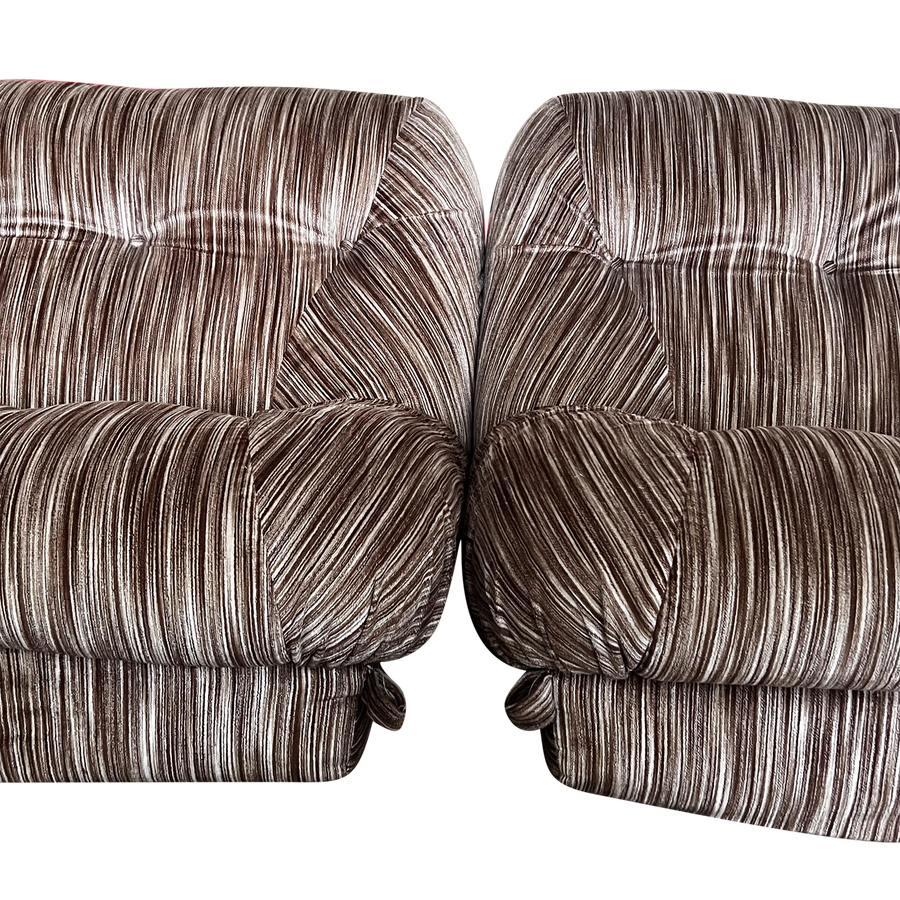 Brown Striped Modular Sofa