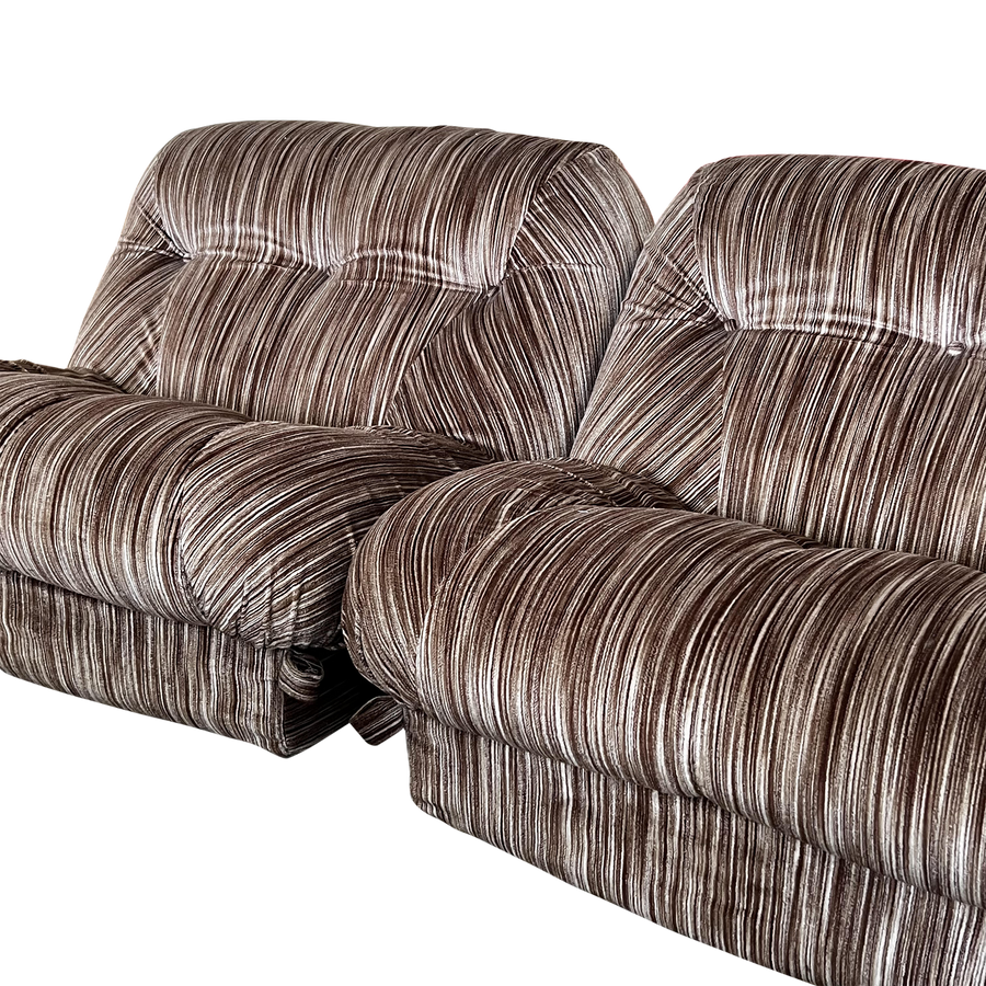 Brown Striped Modular Sofa